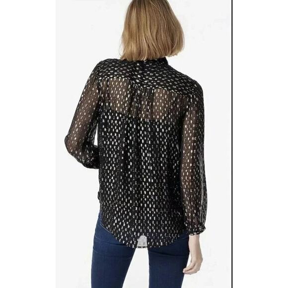 NWT $128 J. Crew Tie-neck blouse with rainbow Lurex® dot Sz S - Picture 2 of 8